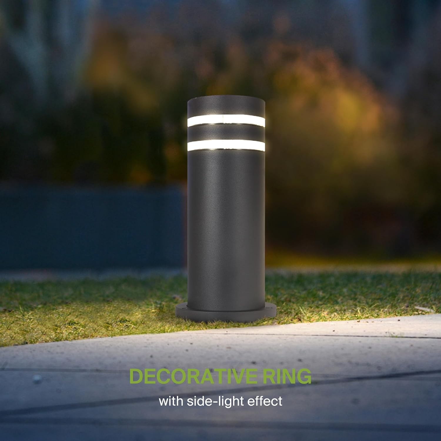 ASD 12" Round Bollard Light Fixture, Outdoor Pathway Floor Lamp | Antiglare, Waterproof, ETL Listed | 60W E26 Bulb Socket 120V | Landscape Hardwired Lighting, Exterior Post Lantern | Black