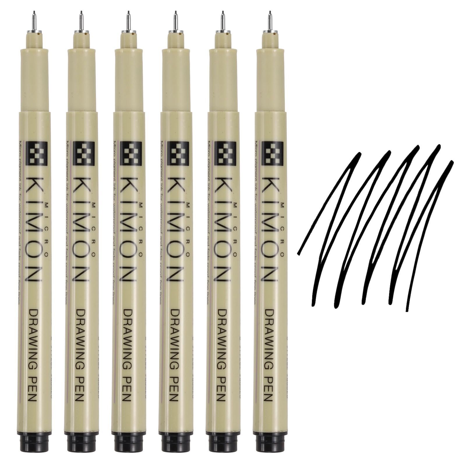 PATIKIL Fineliner Pens, 0.2mm Fine Points Drawing Pen Waterproof Inking Markers Liner Artist Watercolor Supplies Drawing Kit for Adult Sketching Journaling, Pack of 6