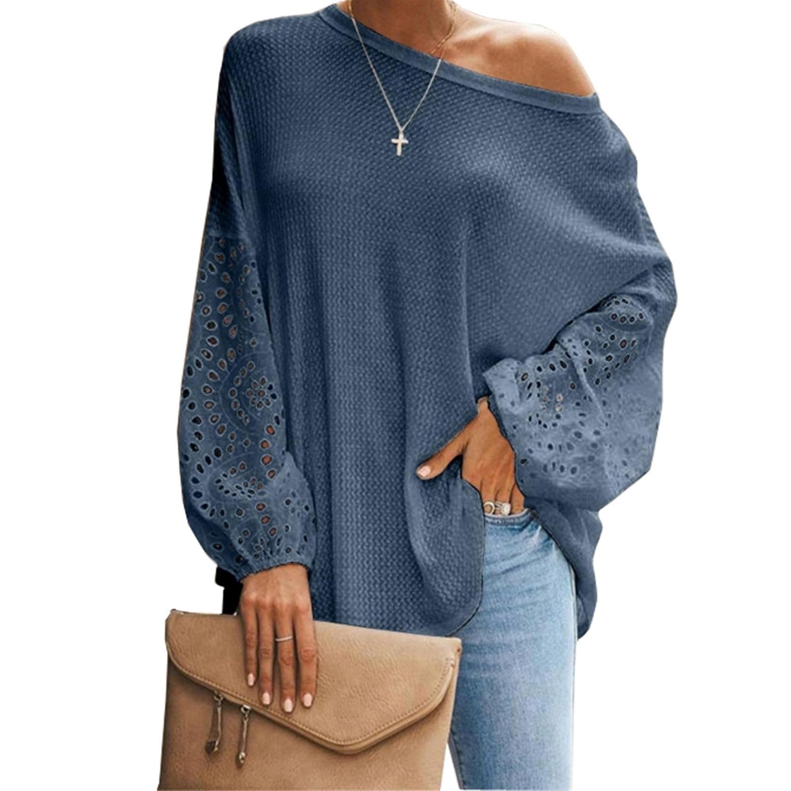 Donne a Maniche Lunghe t-Shirt Solido Allenamento Felpe Casual Basic Camicia Cava Fuori Patchwork Sciolto Girocollo Top Magliette Camicie