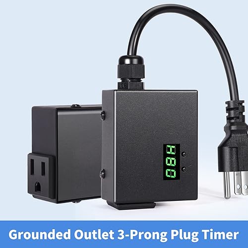 Miniatura 3 de EnjoYield Temporizador de salida para luces interiores, programa de encendido y apagado de 2 temporizadores digitales para luces de crecimiento,