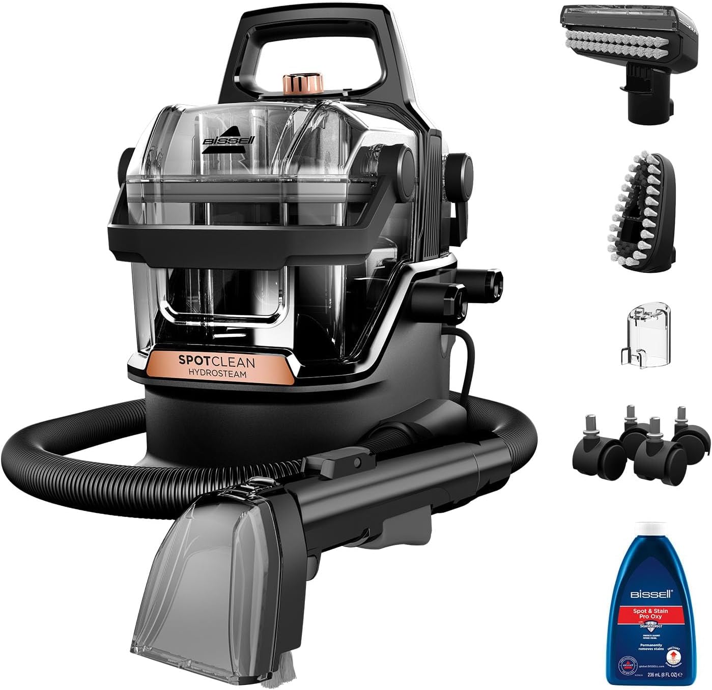 - Portable Wet & Dry Vacuum Cleaner|HydroSteam Technology removes Curry & Tough Stains|Deep Cleans Carpet, Sofa, Curtains, Mattress & Refreshes Garments|2 Yrs Warranty|Cleaning Formula incl