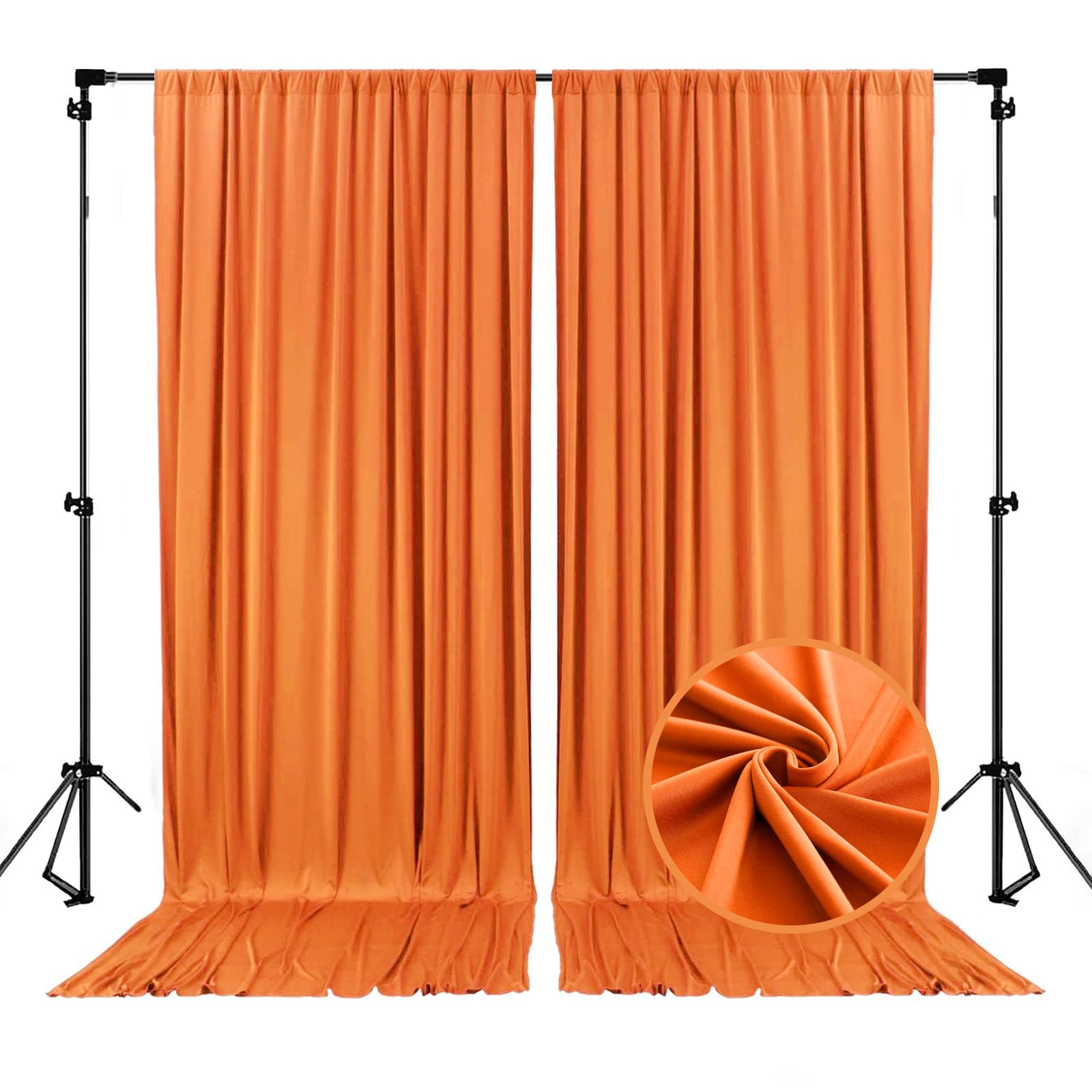 10 x 10 Feet Orange Backdrop Curtain for Partie, Background Curtains for Photoshoot, Birthday, Wedding, Halloween, Thanksgiving, Christmas, New Year
