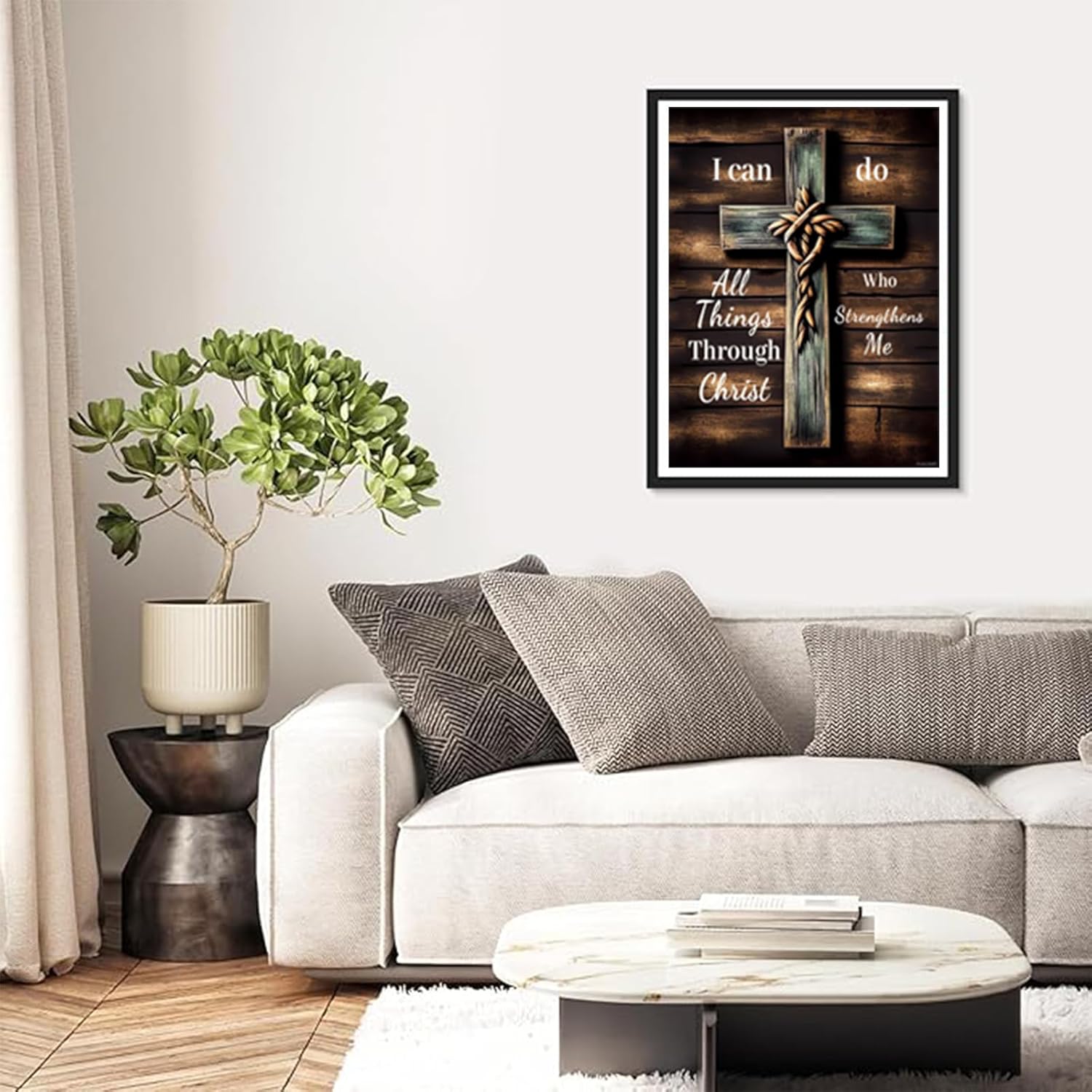 PUAGEMTI Plank Cross Diamond Painting Kits Christian Art Painting 5D DIY Full Round Drill Adults Beginners, Gifts for Family Friends Home Wall Decor 12x16 Inch