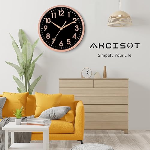 Miniatura 7 de AKCISOT Reloj de pared de 14 pulgadas, moderno reloj de pared grande que funciona con pilas, reloj analógico silencioso sin tictac para decorar sala