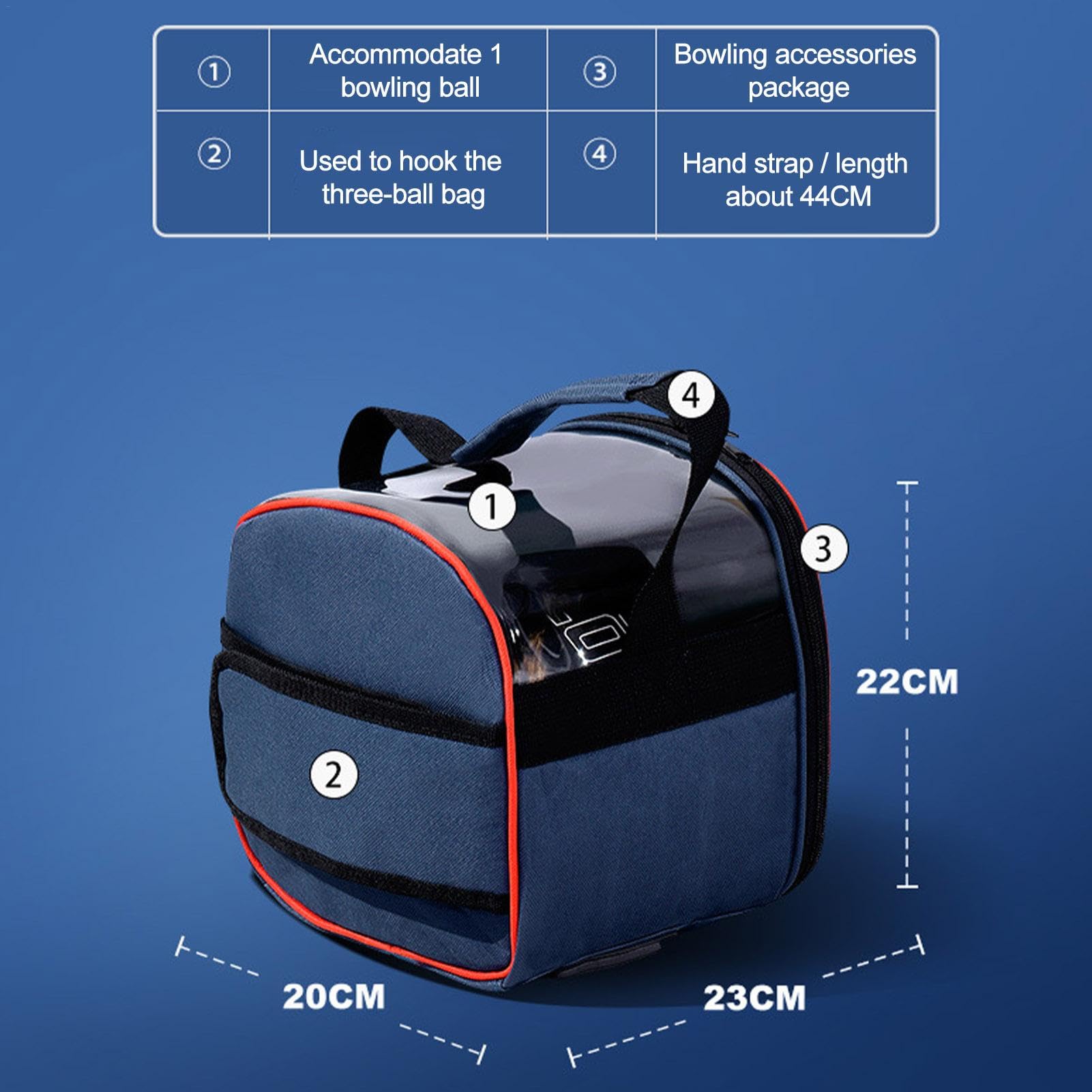 Sac fourre-Tout pour Boule de Bowling - Support rembourré avec Sac en de Grande capacité - Accessoire idéal - Taille compacte (20 x 23 x 22 cm) - Robuste et spacieux pour Les Bowlers - Facile à
