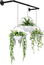 Bamworld Hanging Planters for Indoor Plants, Plant Holder for Window, Ceiling, Floating Black Metal Rod for Home Wall Decor Garden Living Room Kitchen Bedroom