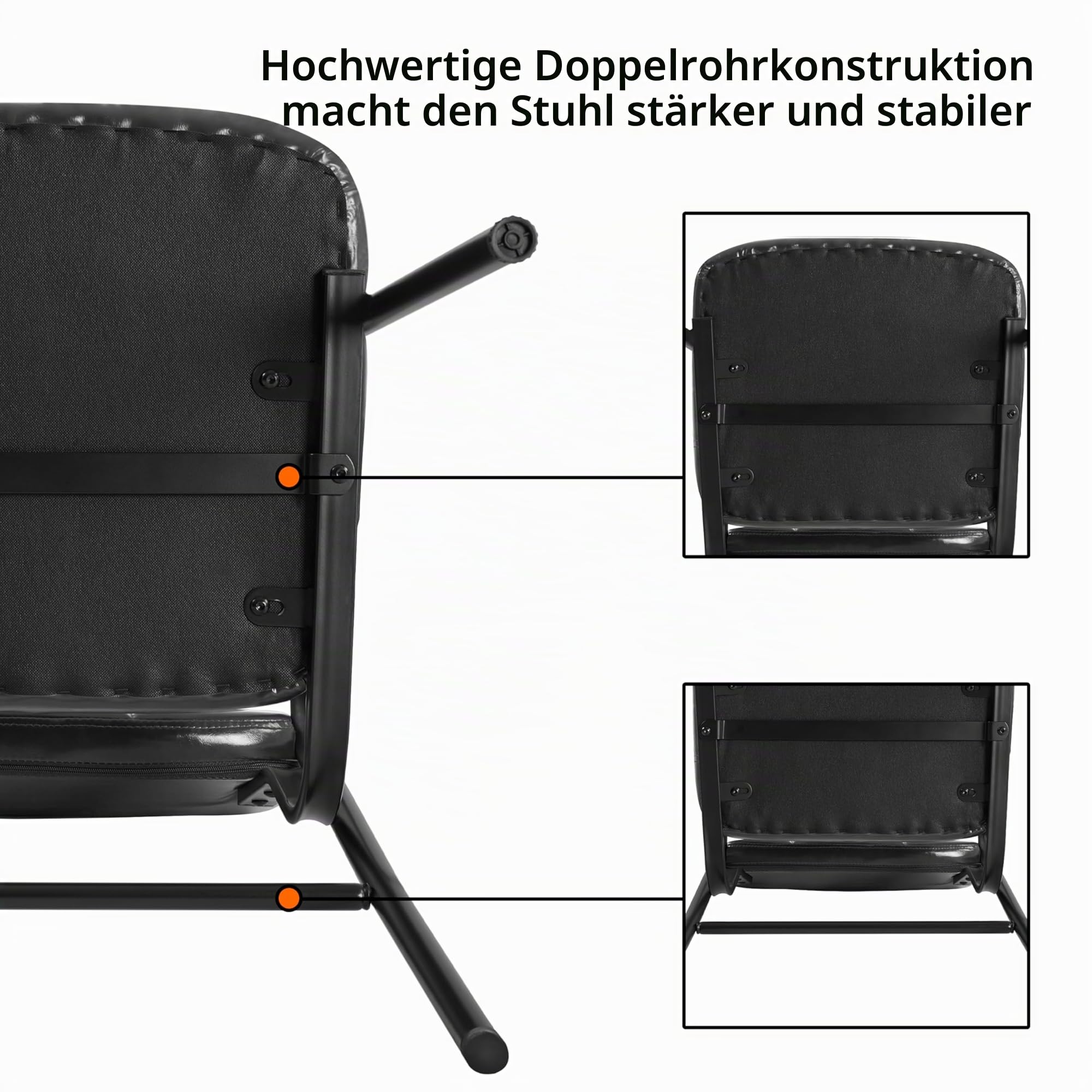 Yaheetech Besucherstühle Wartezimmerstühle Gästestühle mit Armlehne und Lehne, Konferenzraumstühle Wohnzimmerstuhl Polsterstuhl Esszimmerstuhl Kunstleder für Wohnzimmer, 2 Stück Schwarz