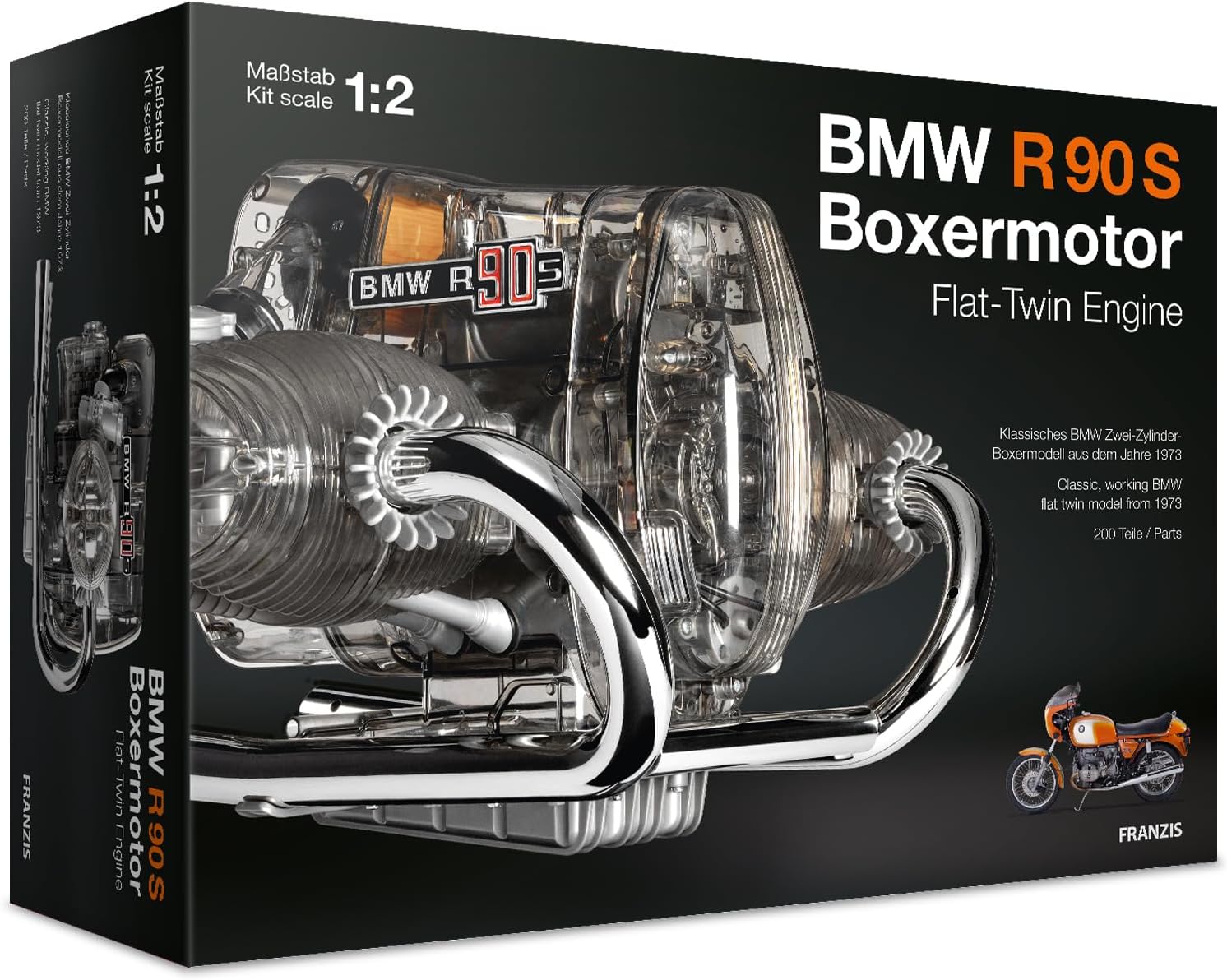 Franzis BMW R/90-S Flat Twin "Airhead" Engine Model Kit with Collector's Manual