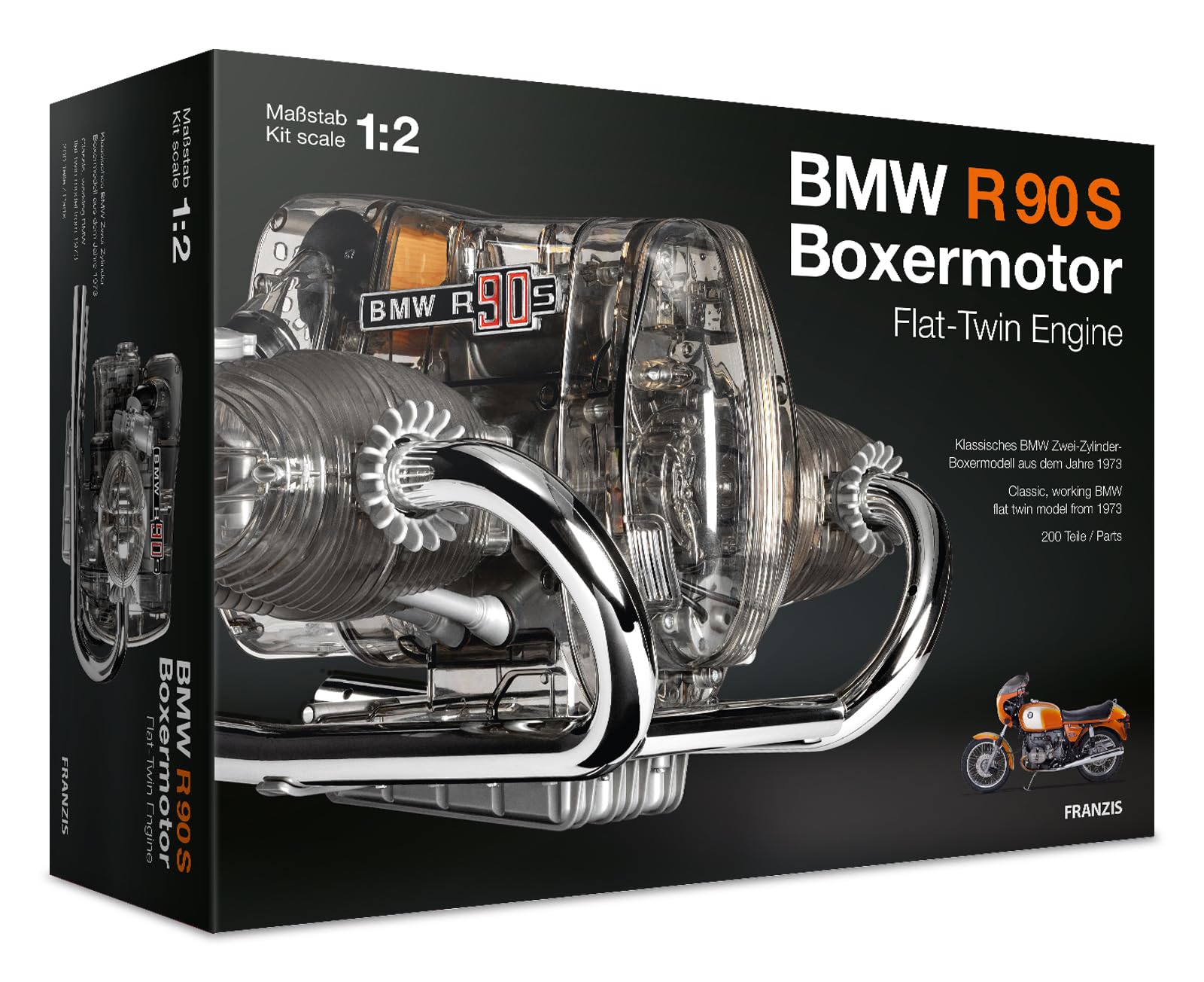 スラム　ＴC R-90 S Franzis 67009 BMW R 90 S Boxer Motor, True to Original Model Kit