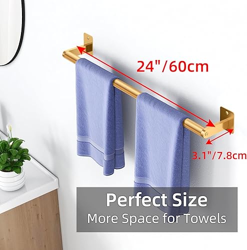 Miniatura 6 de Toallero de baño, toallero de 24 pulgadas para montaje en pared de baño, organizador de toallas de mano de baño resistente, decoración moderna del