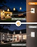 Outdoor String Lights Waterproof, 54FT Dimmable Patio Lights with 15+1 Shatterproof Edison Bulbs, 2700K LED Connectable Hanging String Light for Outside, Backyard, Garden, Gazebo, Deck