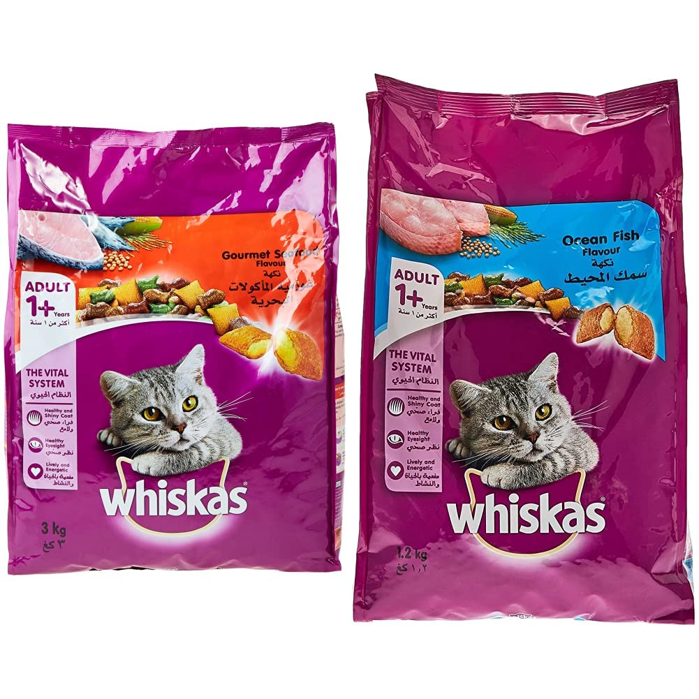 Gourmet Seafood Dry Food Adult 1+ years 3kg & Whiskas® Ocean Fish Dry Food Adult 1+ years 1.2kg