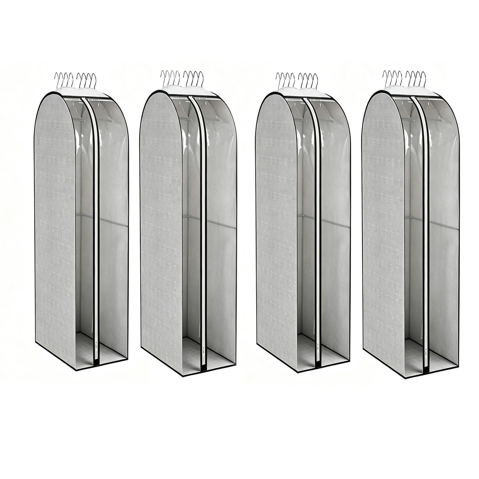 Copriabiti in Plastica Visibile,Grande Capienza,Ampia Apertura | Design Tridimensionale,Apertura dall'Alto,Adatto for Cappotti,Abiti,Giacche e Camicie(H-31.5,4PCS-gray)