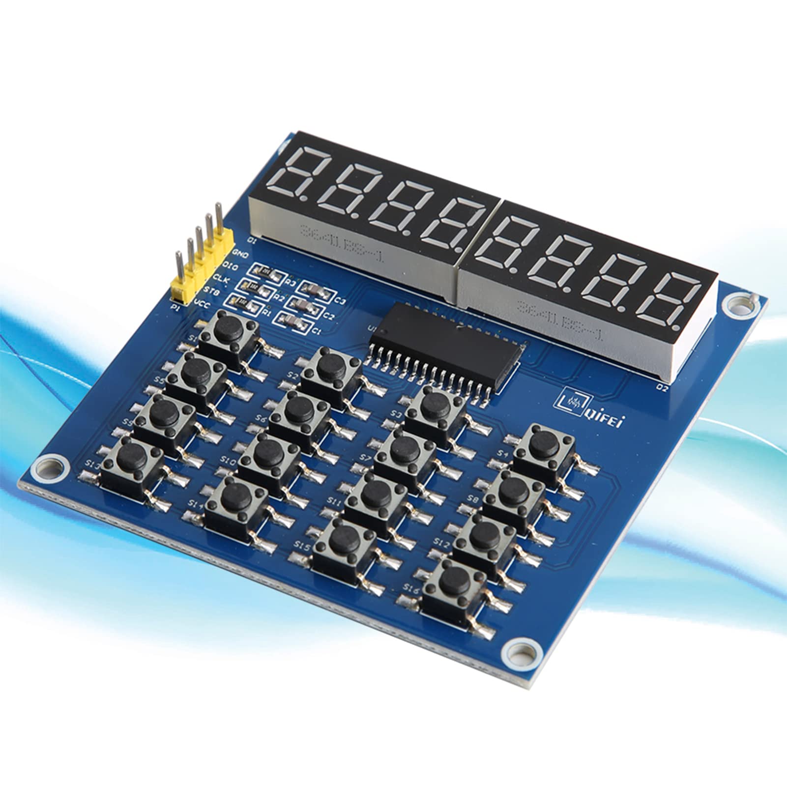 Produktbild von ASHATA TM1638 8-Bit LED-Anzeigemodul Mit 16 Tasten – 3-Draht-Steuerung Für Arduino, Blau, Praktisches Tastenfeld-Modul