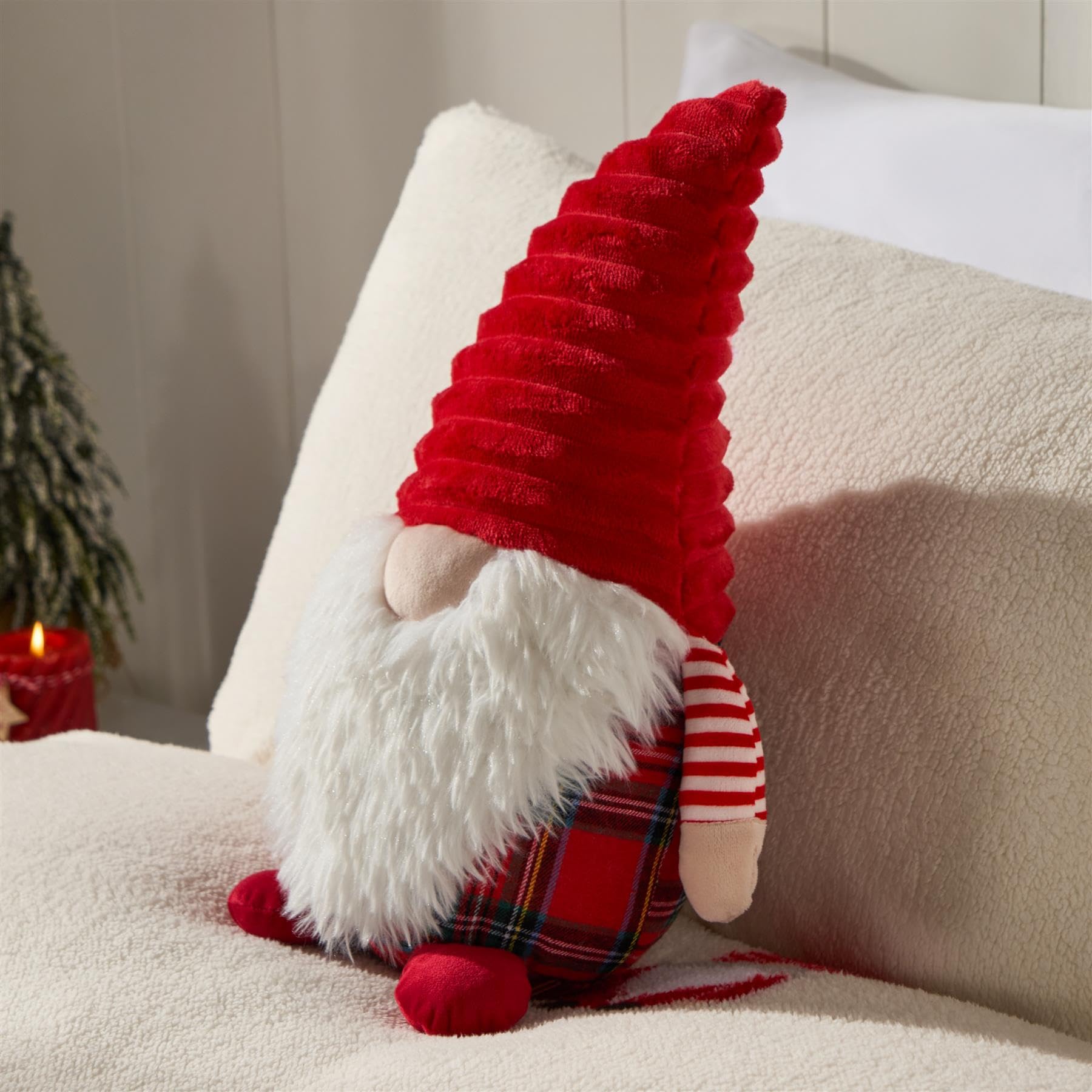 Ohs Red Gonk Christmas Throw Pillow, Soft Cosy Stuffed Scatter Cushion Christmas Decorations Cute Room Decor Plush Pillow Back Support Novelty Cushions For Sofa Chair Bed, - 25Cm