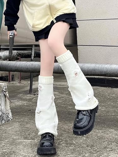 Miniatura 9 de Gothic Acubi Leg Warmers Grunge Lolita Winter Cuff Y2K Harajuku Knee High Knit Socks Japanese Preppy Leggings Gaiters