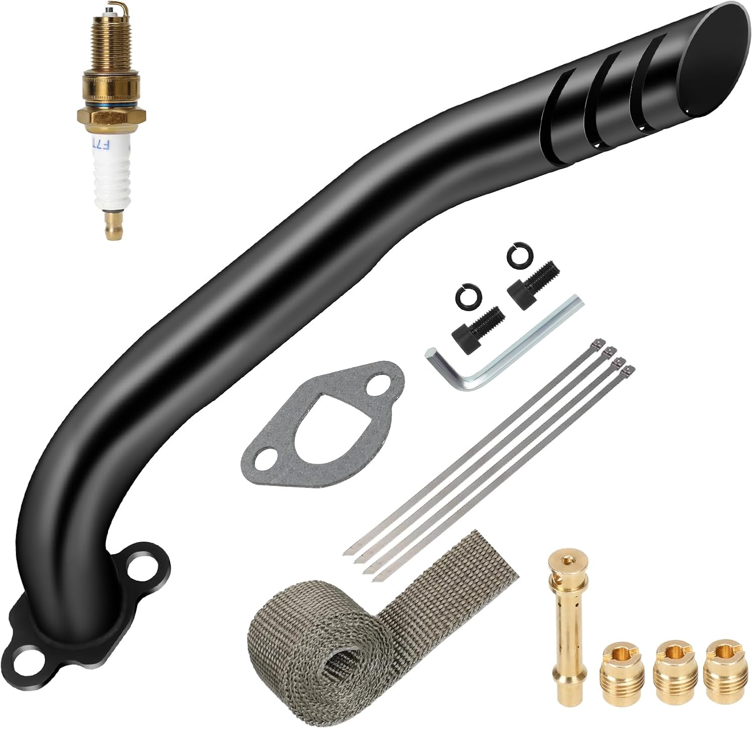 HIAORS 212cc Exhaust Pipe Jet Kit Compatible with Predator 224cc 196cc Mini Bike Coleman CT200U BT200X CT200U-EX Baja Warrior MB200 Axis M200 GX200 6.5hp Clone Engine KT196 Go Kart Parts