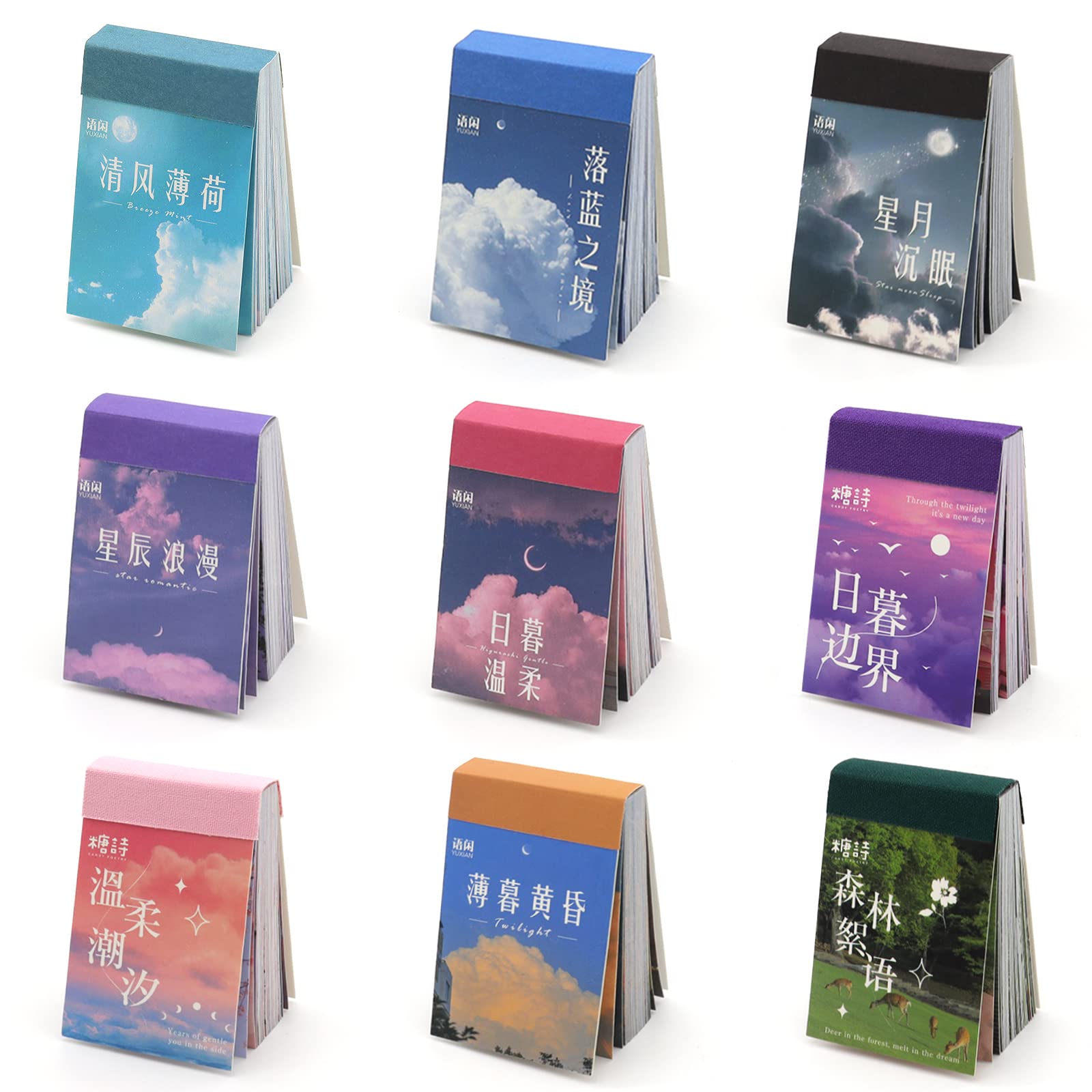 450 Pieces Washi Sticker Set, 9 Set Scrapbooking Diary Planner Album Diary Notebook, Scrapbooking Sticker Journaling Supplies for DIY Arts and Crafts