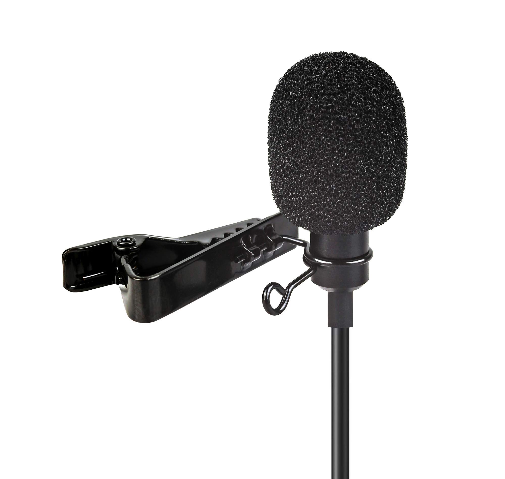 ayex Microfono lavalier professionale con protezione antivento e morsetto, universale, per interviste in diretta LV-10