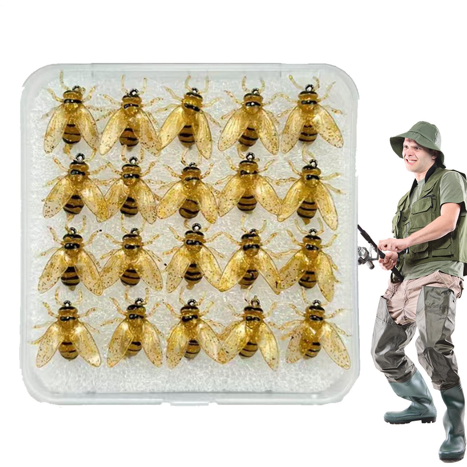 Señuelos De Mosca para Trucha | 20 Unidades con De Abeja Realista para con Mosca - Equipo De con Estuche para Agua Dulce Salada Mar Río Lago Y Estanque