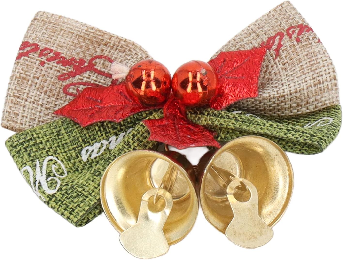 Christmas Bow with Bells, 50Pcs Mini Bowknot Bells Ornament Craft Present Ribbon Bow for Xmas Hanging Ornaments Decorations