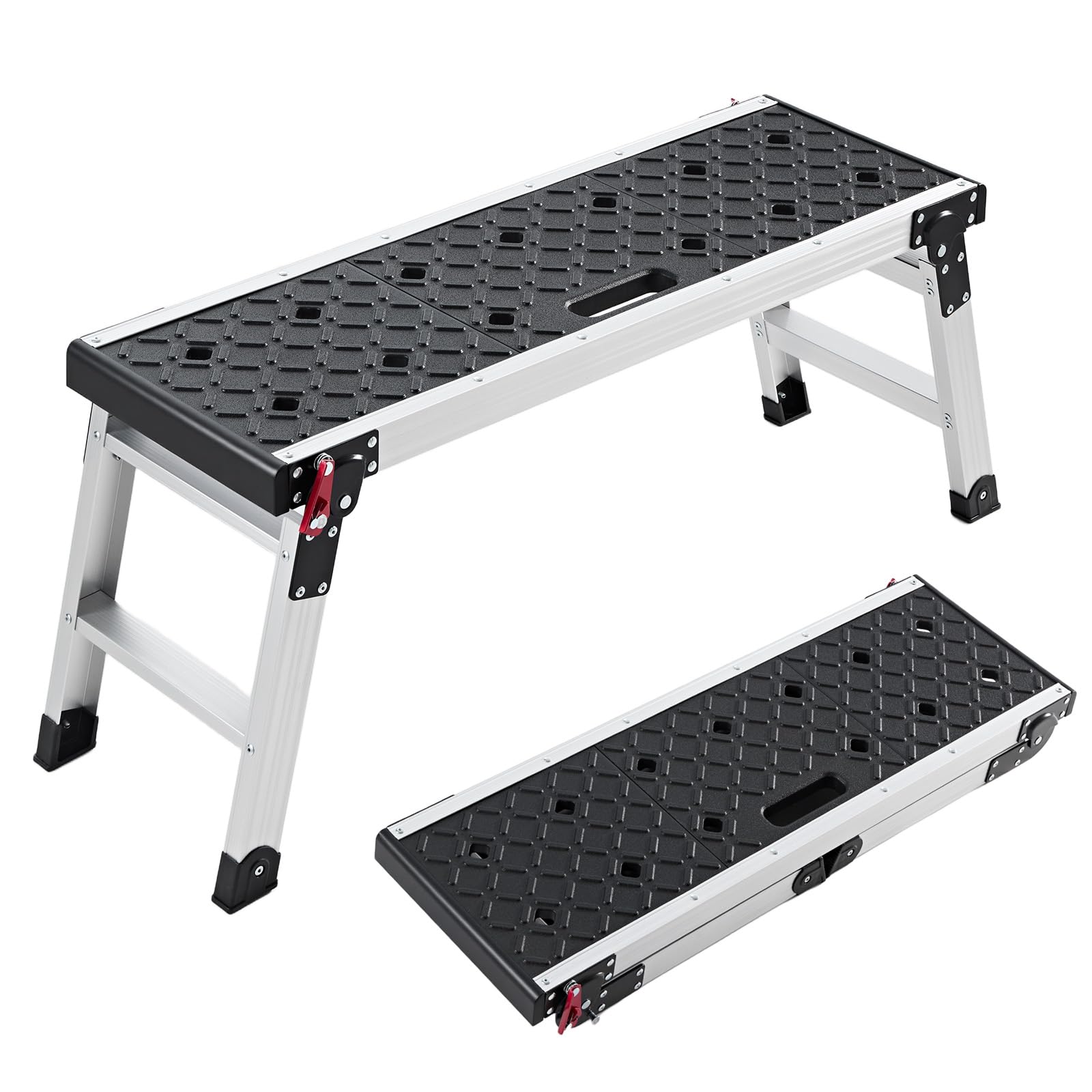 VEVOR Arbeitsplattform 910x310x420mm, Klappbare Arbeitsbühne aus Aluminium, 226,8kg Belastbare Laufbühne mit Sicherheitsverriegelung & Fußpolstern, Tragbare Stufenleiter für Wartung Malen Reparatur