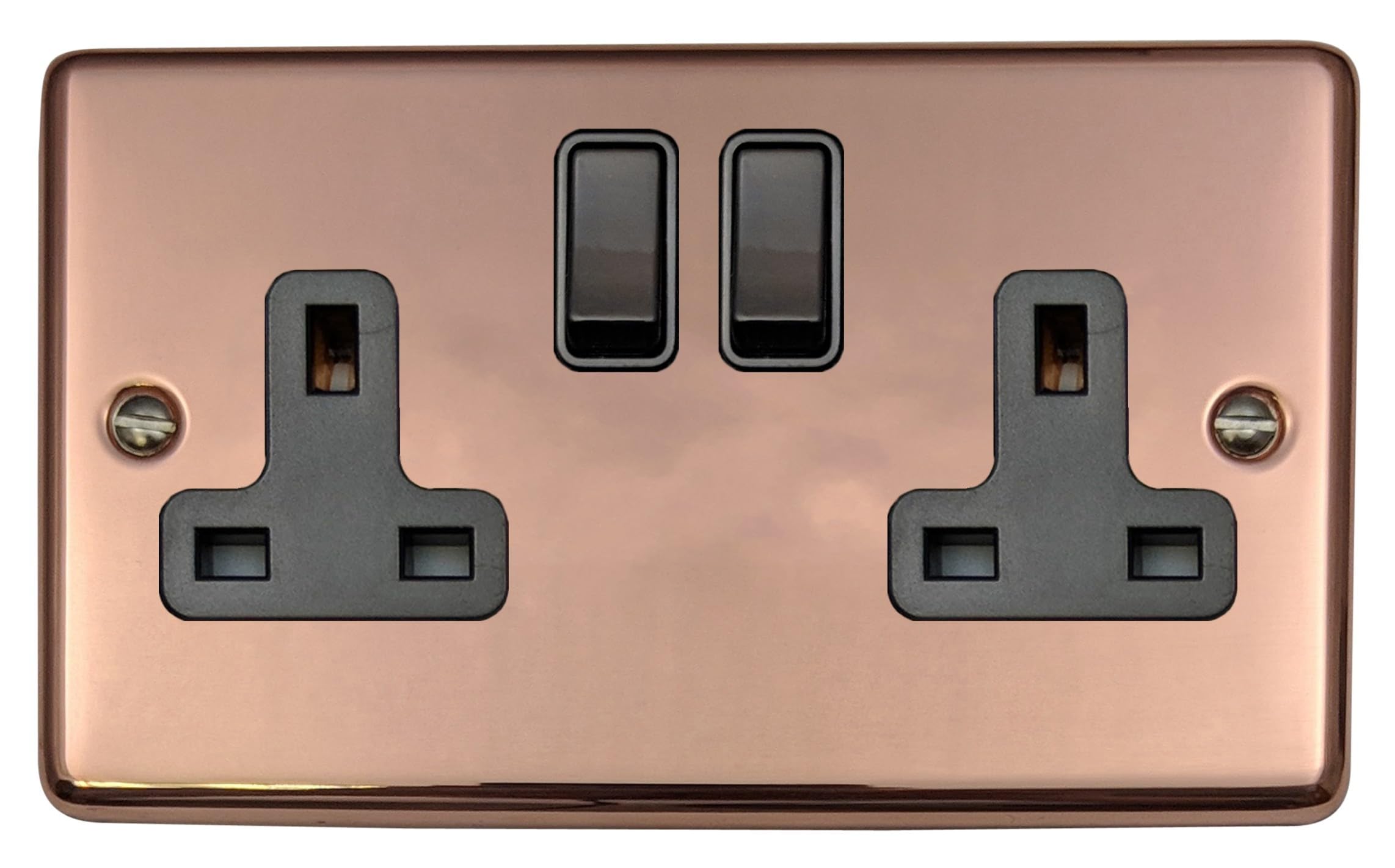 G&H Brassware Black Contour Copper Double Socket ( Switch) - Cbc10b