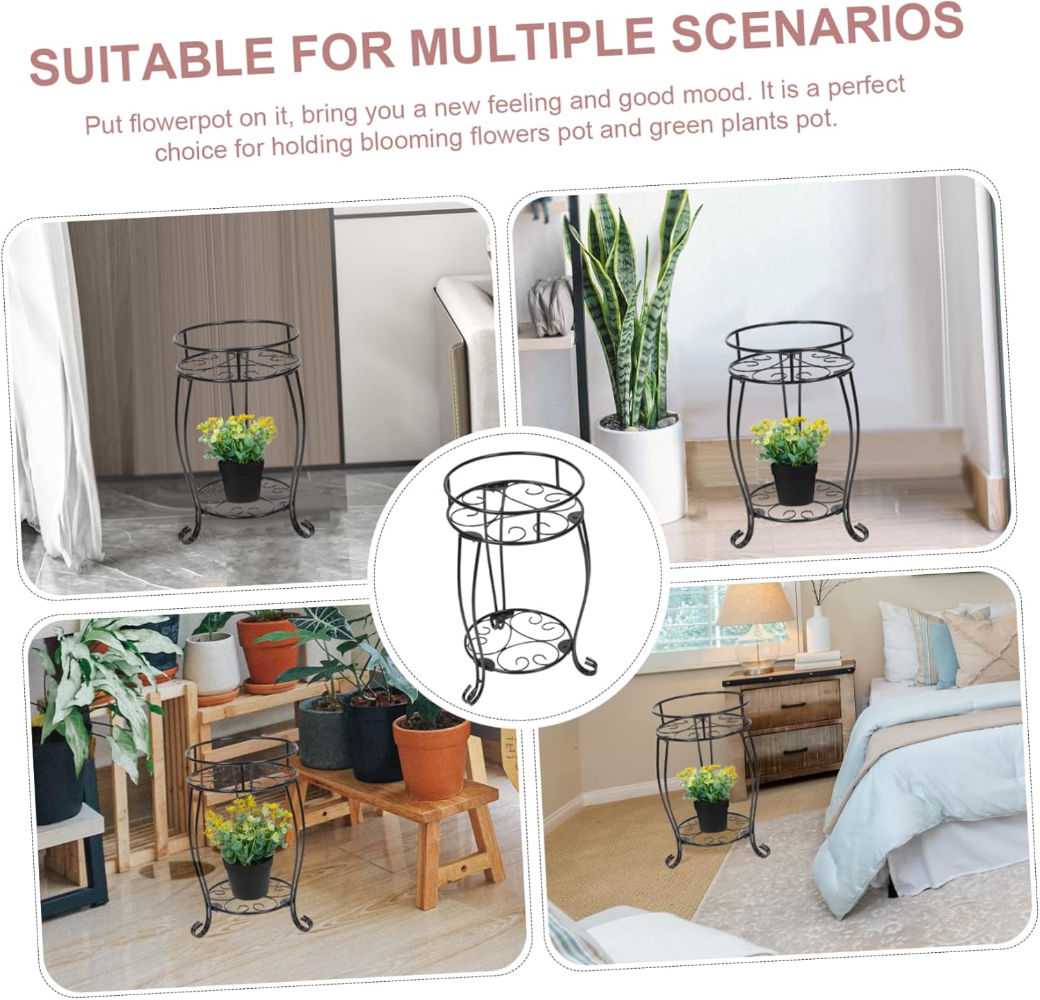 Heavy Duty Metal Plant Stand Double Layer Flower Pot Holder Elegant Flower Display Shelf for Room Garden Balcony Sturdy Smooth Finish