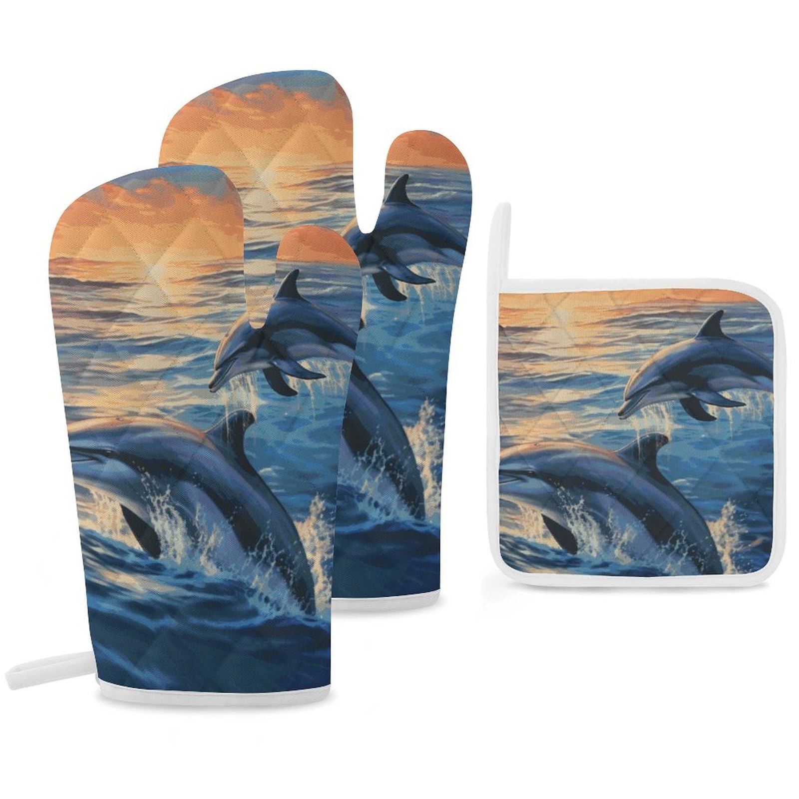 Gants de cuisine et maniques dauphins isolants pour plats chauds