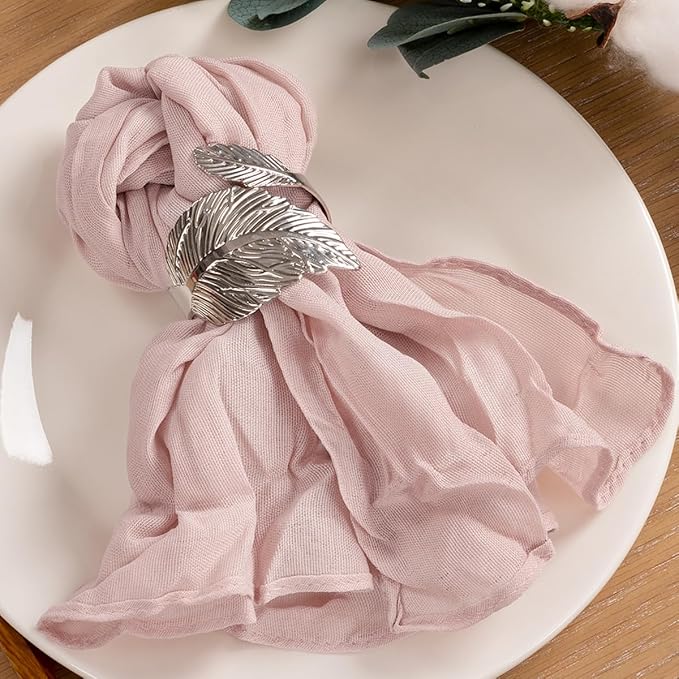 MLMC 24 Pack Cheese Cloth Napkins Champagne Dinner Napkins Gauze Sand Cheesecloth Napkins 21"x21" for Baby Shower Happy Gathering Table Decor