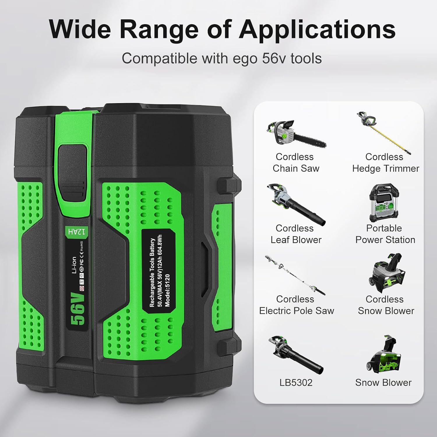 TeenPower Upgraded 12.0Ah High Capacity Replacement for EGO 56V Battery