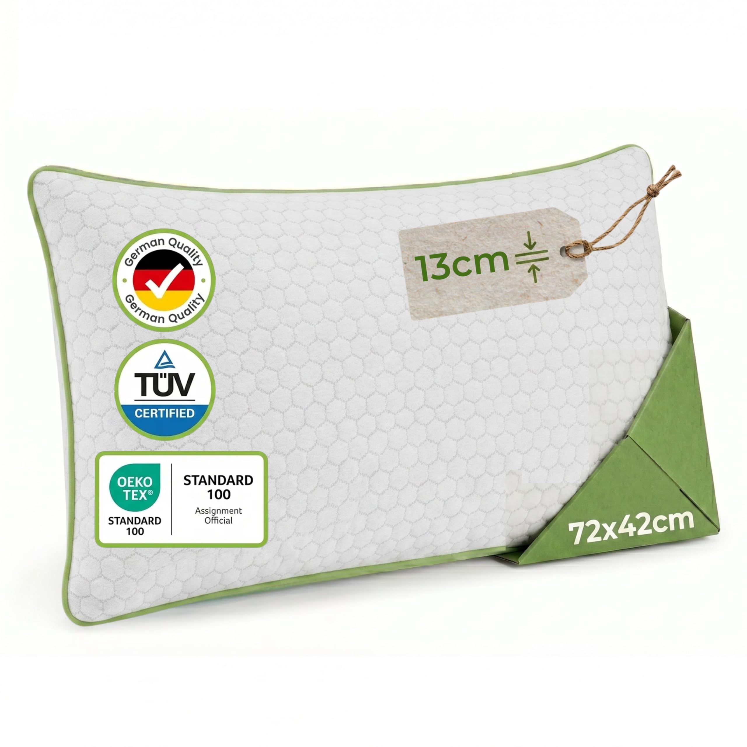 Limarmo Almohada Ergonómica De Espuma Viscoelástica Y Gel, 4 Alturas Ajustables, para Dormir De Lado Y Boca Arriba (71 x 42 x 13 cm)