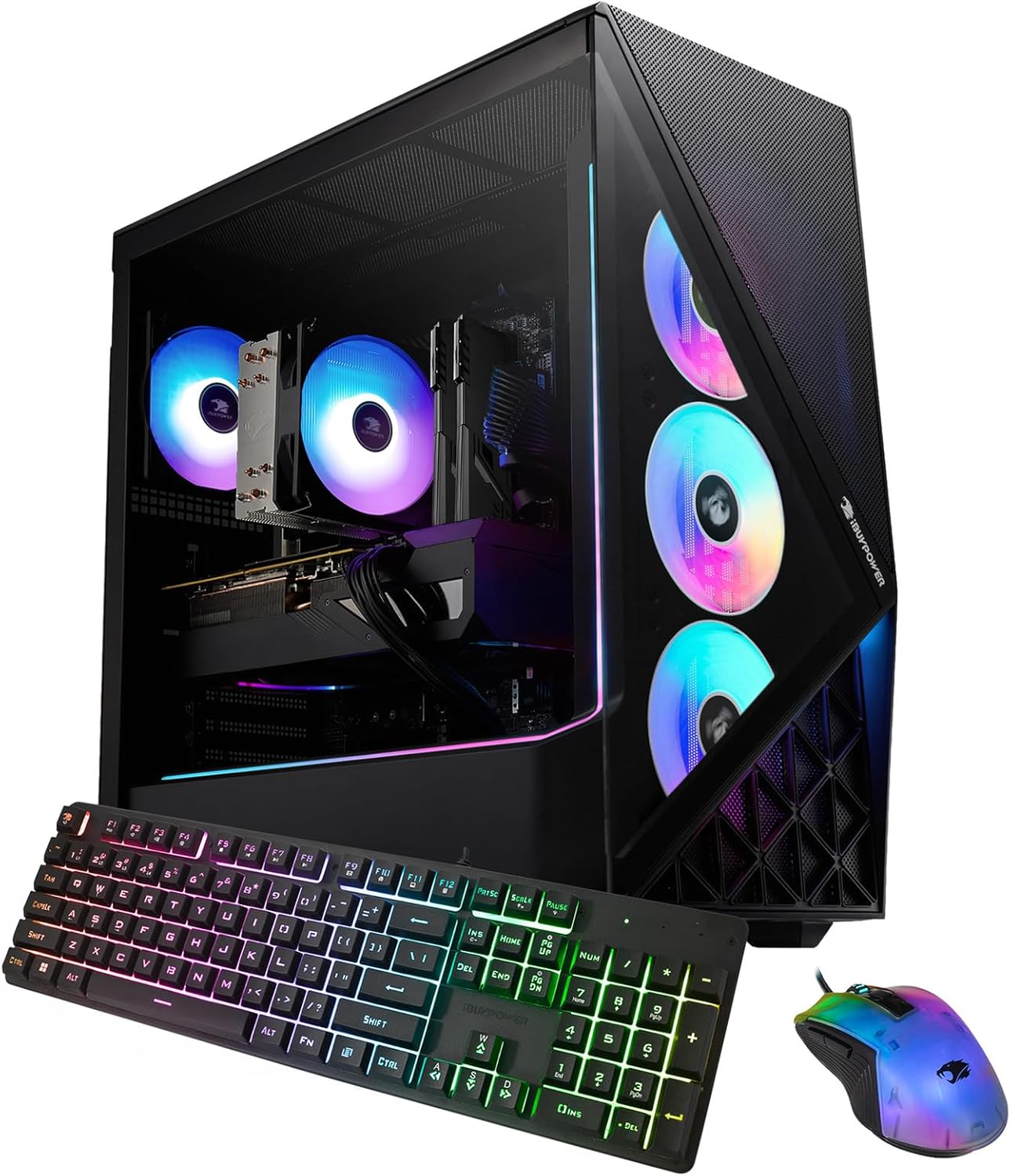 iBUYPOWER Slate Gaming PC Desktop Computer Intel Core Ultra 7 265F CPU, NVIDIA GeForce RTX 5070 12GB GPU, 32GB DDR5 5200MHz RAM, 1TB NVMe SSD, Windows 11 Home, Gamer Keyboard and Mouse - SBI7N5701