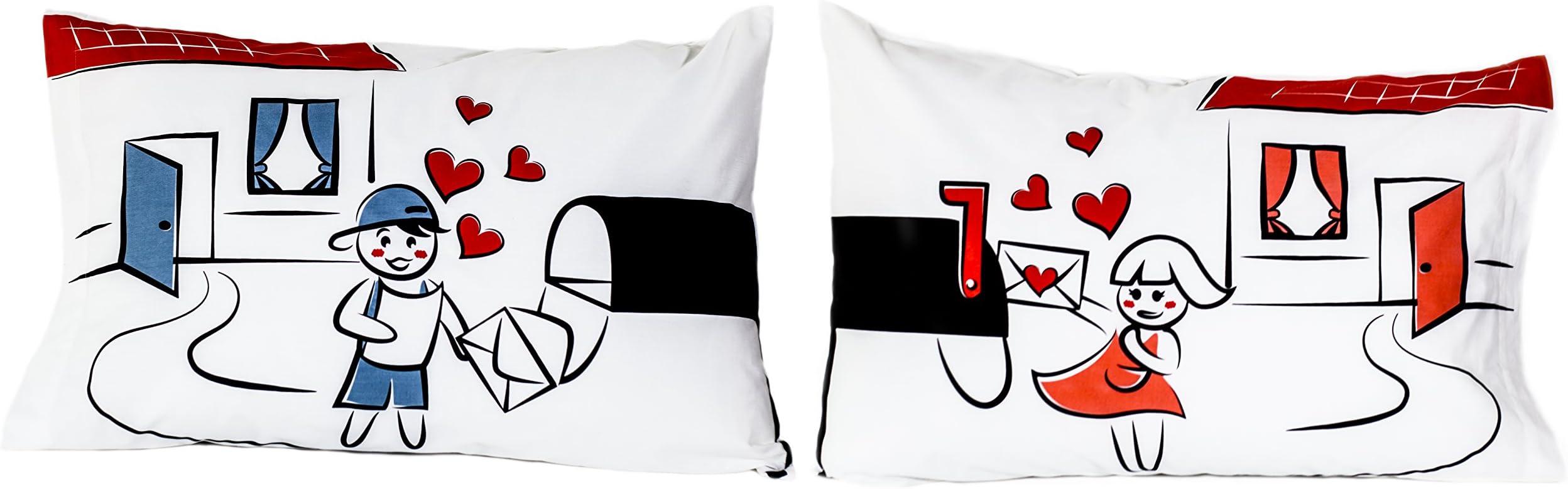 Mailbox His and Hers Pillowcases | Ideal Anniversary, Wedding, Engagement & Valentines Gift for Couples | Fits Standard & Queen Size Pillows | 2 Pillow Covers | 30 in. x 20 in.