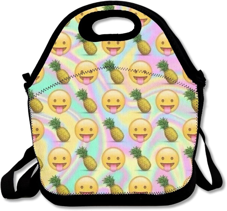 Cute Emoji And Pineapple Lunch Box Tote Bag
