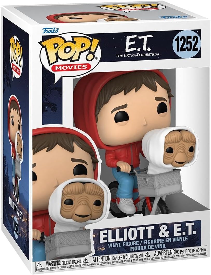 Pop Movies: E.T. The Extra-Terrestrial - Elliott - Elliot with E.T. in Basket, 3.75 Inches - Collectable Vinyl Figure - Gift Idea - Official Merchandise