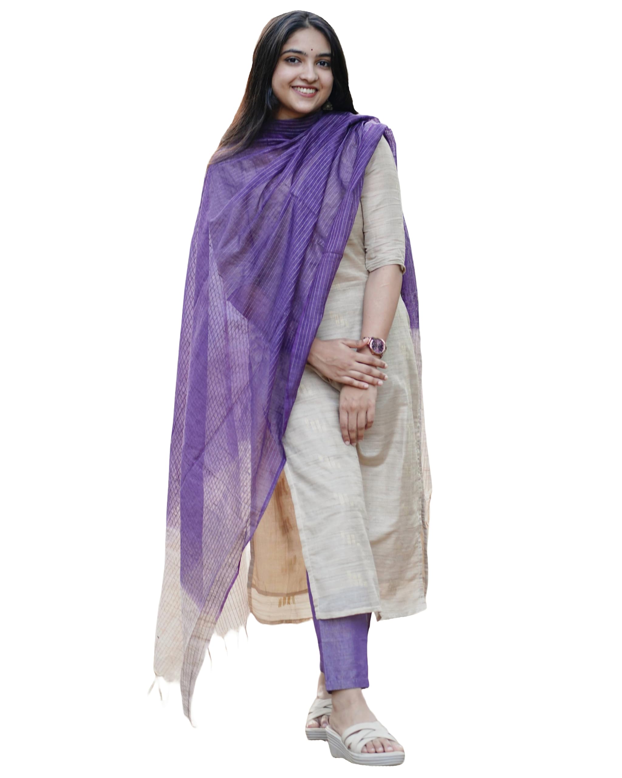 gosriki Women's Rayon Blend Straight Solid Kurta with Pant & Dupatta-picture-47