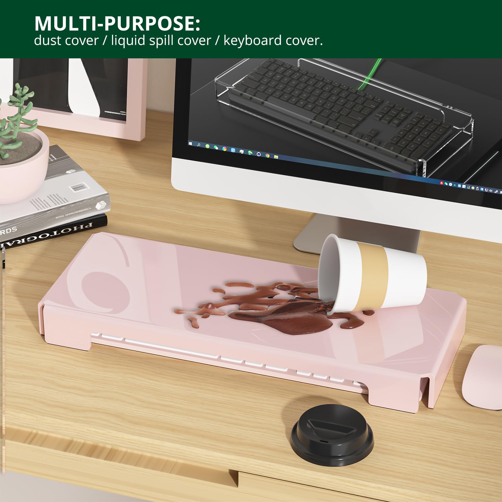 Copertura in acrilico per tastiera del computer, protezione antipolvere per tastiera meccanica, protezione per tastiera del PC, protezione per tastiera con gatto (1 confezione, rosa chiaro)