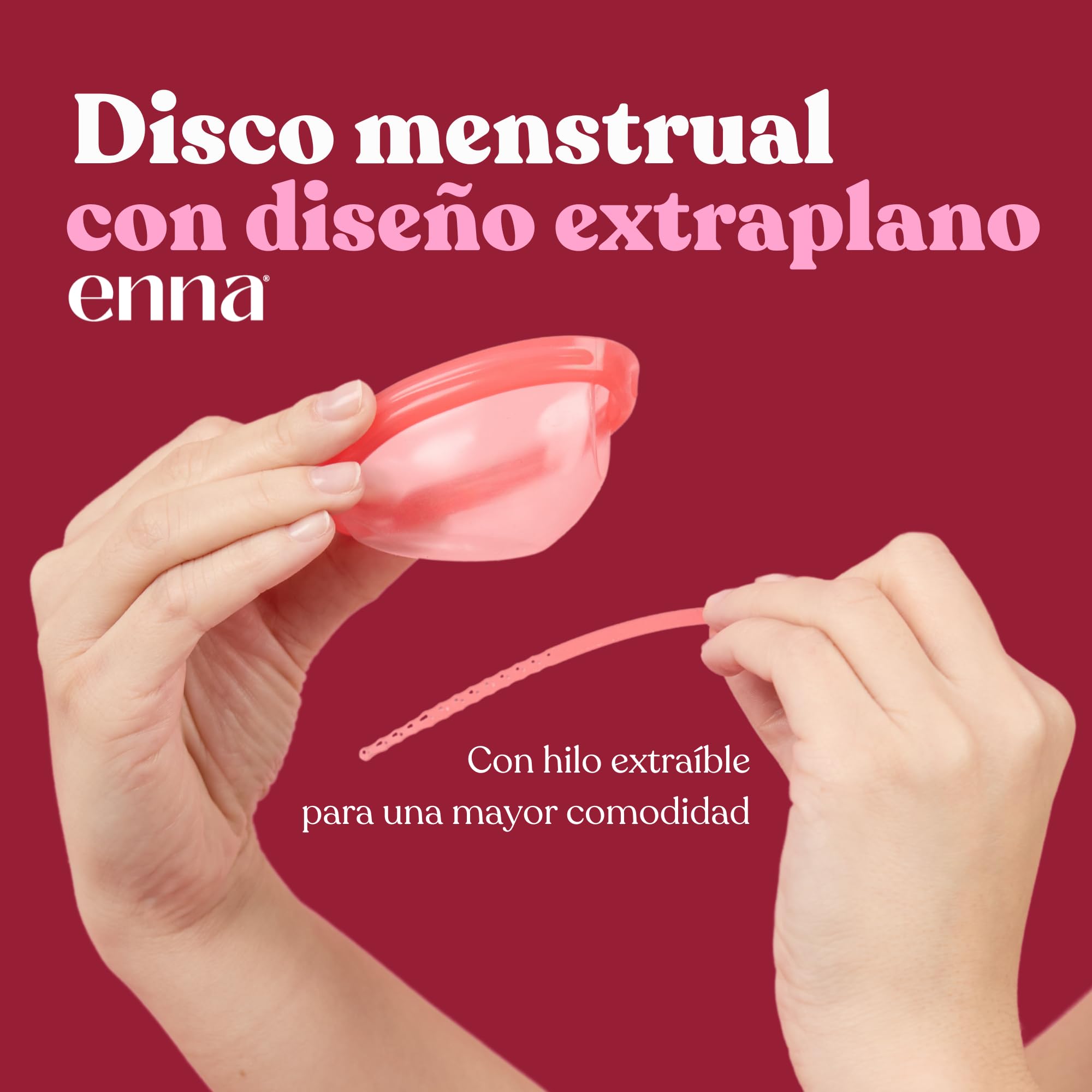 enna CYCLE DISC – Disco Menstrual Reutilizable con Hilo Removible Exclusivo, 50 ml de Capacidad, Silicona Médica Fabricada en España, Hasta 12h de Protección