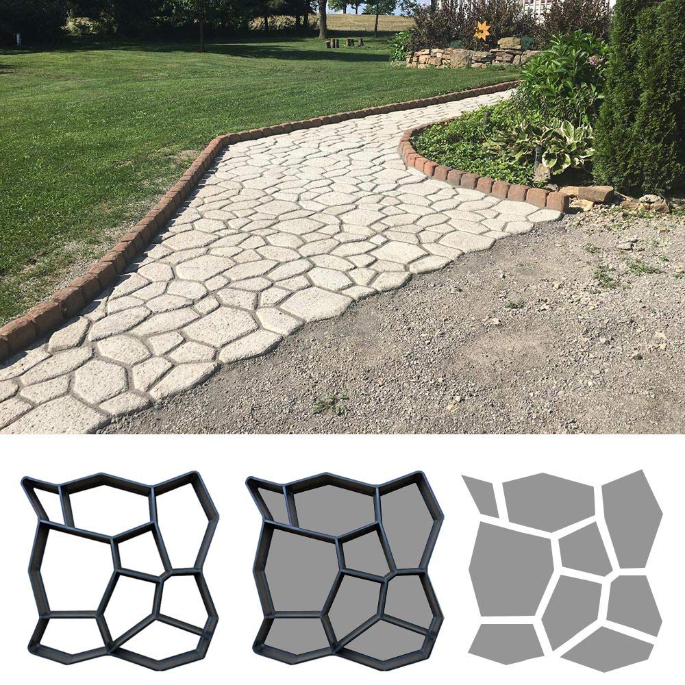 Large Brick Mold, 18.89 X 18.89 X 2.36 Inch Reusable Concrete Walk Molds For Garden Path, Lotus 2 Model | US