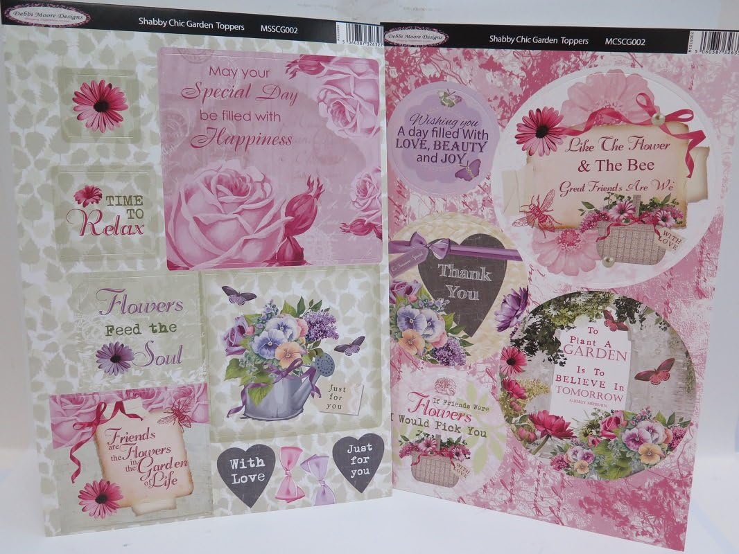 Debbi Moore Shabby Chic Die Cut Garden Toppers Sentiments 5 Sheets JLH092
