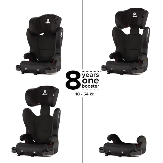 Diono Cambria 2 XL, Dual Latch Connectors, 2-in-1 Belt Positioning Booster Seat, High-Back to Backless Booster, Space and Room to Grow, 7 Headrest Positions, 8 Years 1 Booster Seat, Black