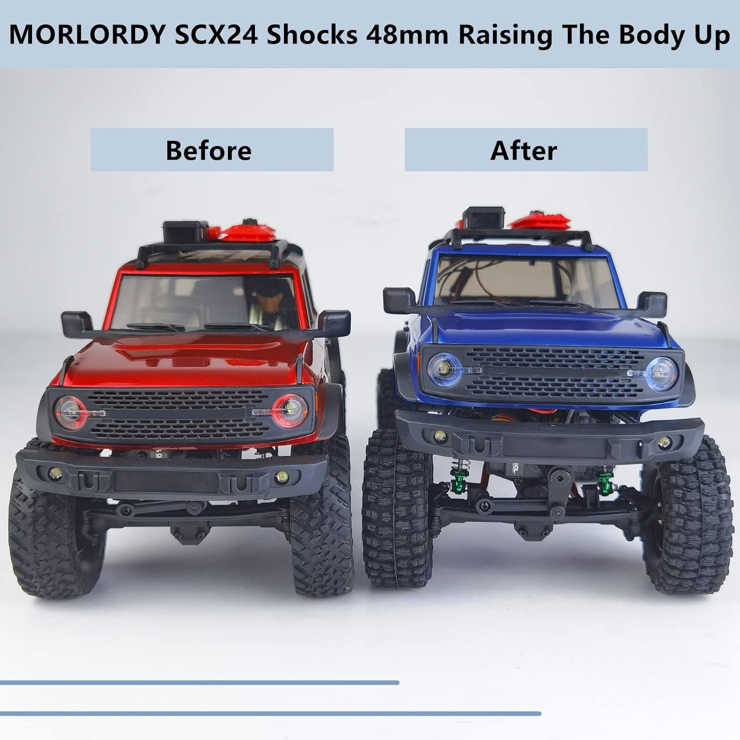 MORLORDY Aluminum Alloy 4Pcs RC Shock 48mm Ajustable Shocks Absorber Dampers for SCX24 Shocks 48mm Upgrades 1/24 RC Crawler Car Accessories, Black and Purple