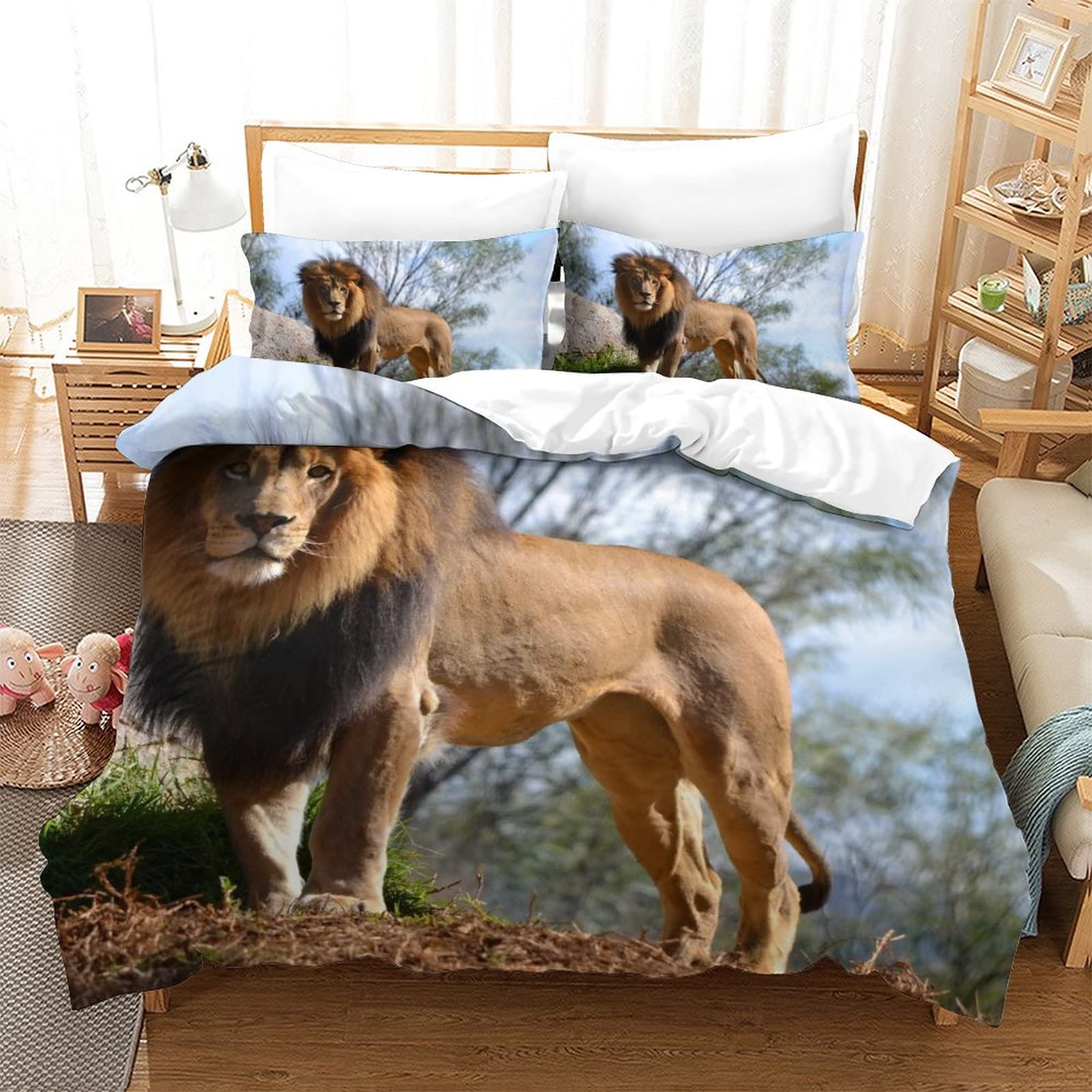 Housse de couette lion double pour rénover facilement la décoration d'une chambre