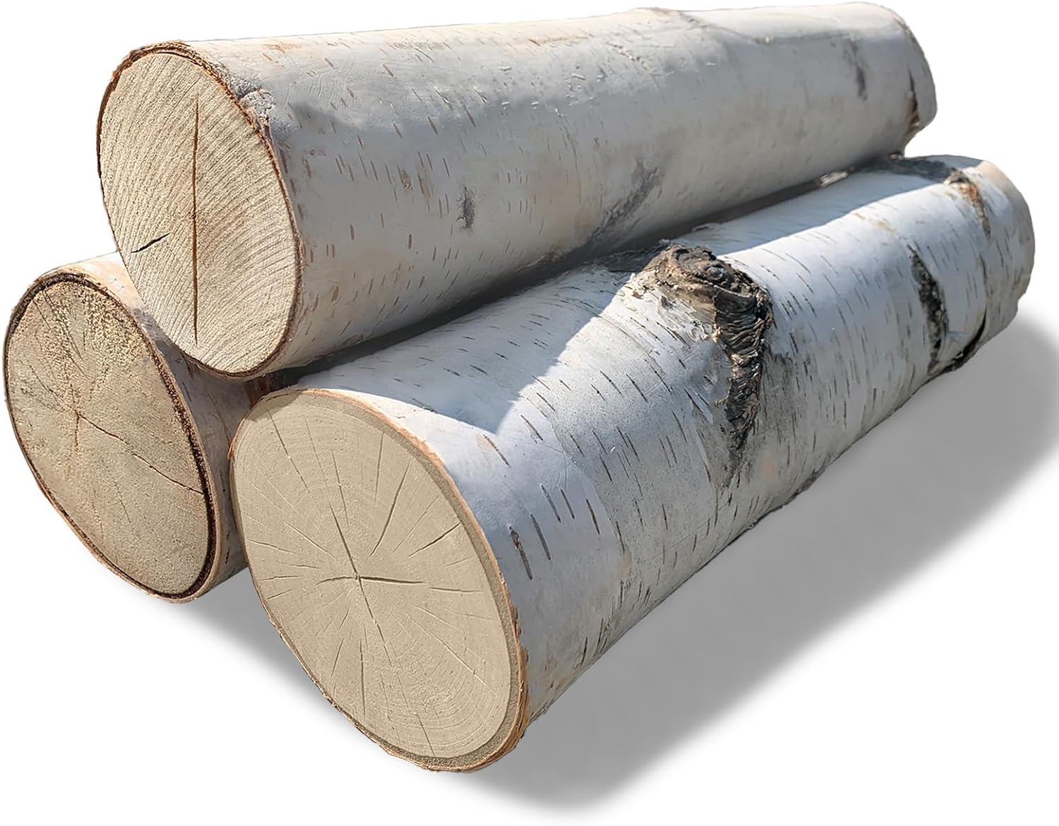 Wilson Set of 3 Large Birch Fireplace Logs (3.5" - 5.5" Diameter x 15.5”- 17.5" Long)