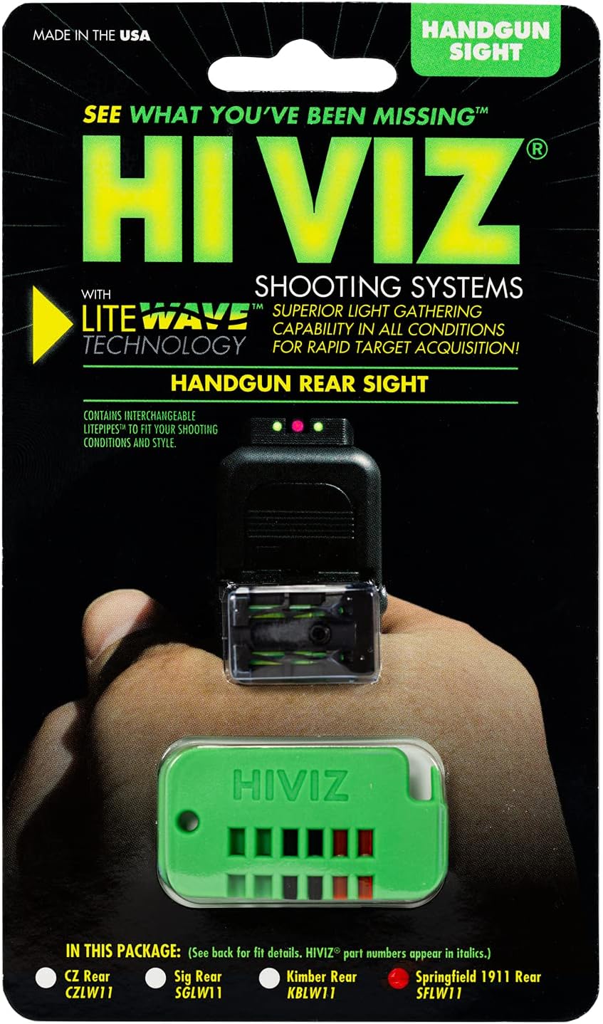 HIVIZ LTWV REAR SA 1911 GRN/RD/BLK