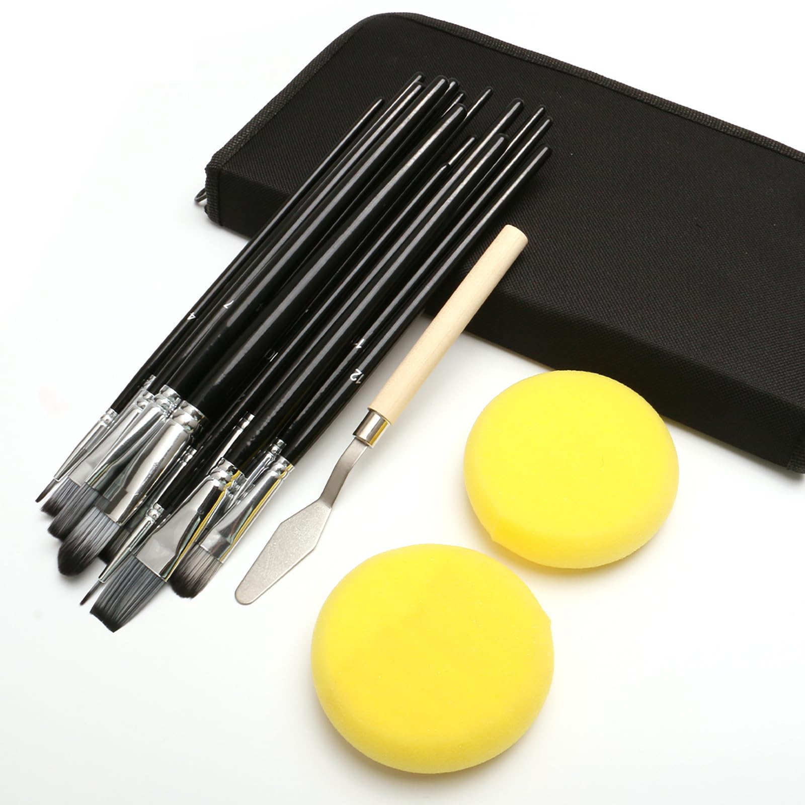 Lot de 16 pinceaux Professionnels à Poils Souples de Formes Assorties, pinceaux Polyvalents pour Artistes, pinceaux de Peinture Acrylique de qualité supérieure pour Adultes