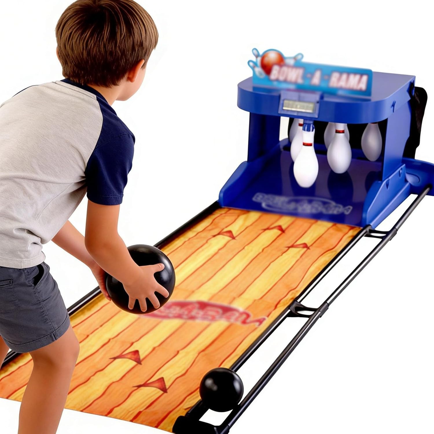 Easy-Assemble Electronic Bowling Console, Indoor-Outdoor Alley Game with Auto Pin Reset & Ball Return, LED Electronic Scoreboard, Simulated Rolling Sound, 2m/3.5m(3.5m)