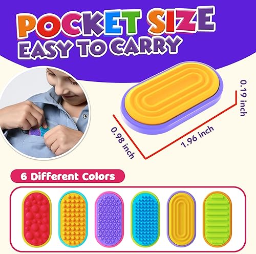 Miniatura 14 de Juguetes magnéticos sensoriales para niños: paquete de 18 deslizadores magnéticos de silicona texturizados para autismo, niños en el aula, caja