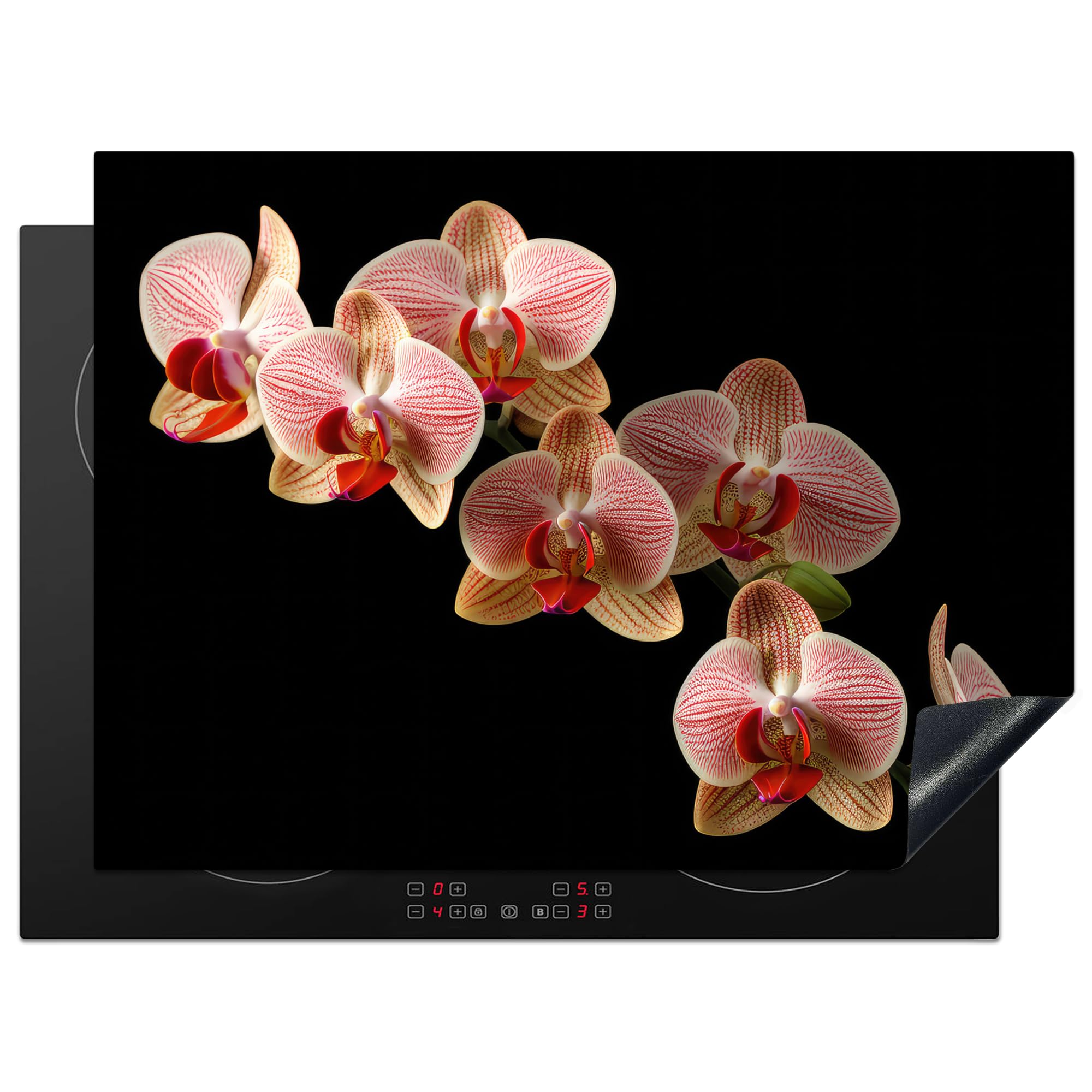 KitchenYeah© Induction Hob Cover Protector Mat 20.5"x28" / 71x52 cm Kitchen Universal Ceramic Covers for Electric Cookers Vinyl Flowers - Orchid - Pink - Botanical - Nature — image 1